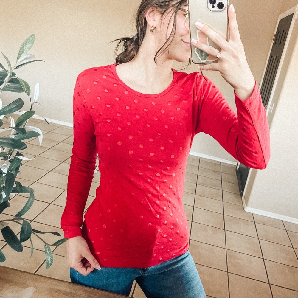 Faded Glory Metallic Polka Dot Long Sleeve